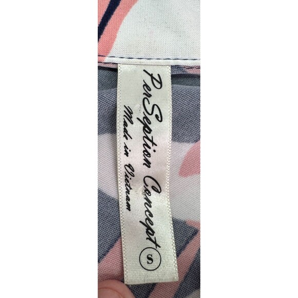 PerSeption Concept Sleeveless Blouse Tropical Print Women's Size S Blue Pink - Picture 7 of 7